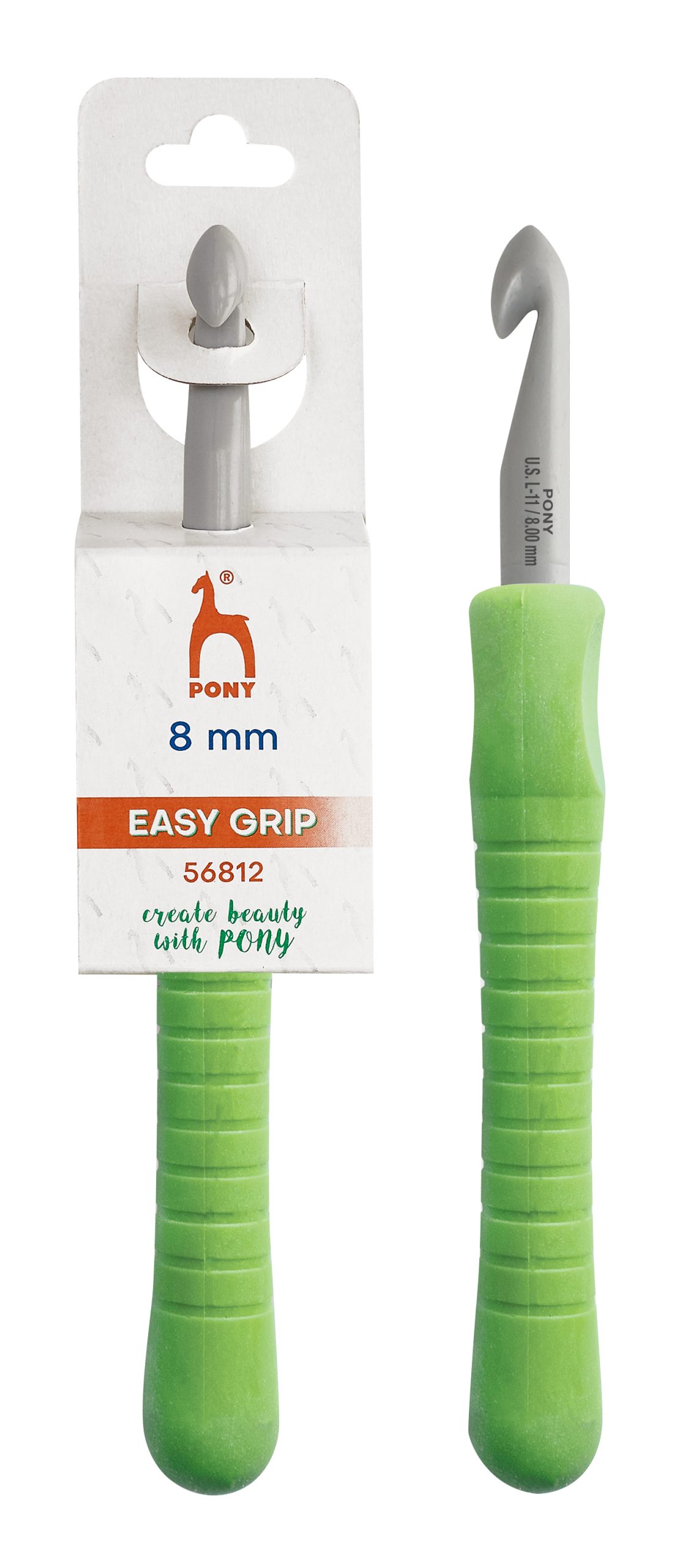 Pony_56812_Easy-Grip_crochet-hook_15cmx8mm_pi PONY EASY GRIP CROCHET HOOKS 2.00 - 15.00 - Image 1
