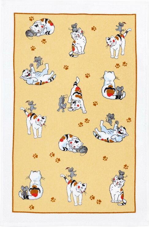 HALF LINEN TOWEL 50*70CM "CATS & MICE"